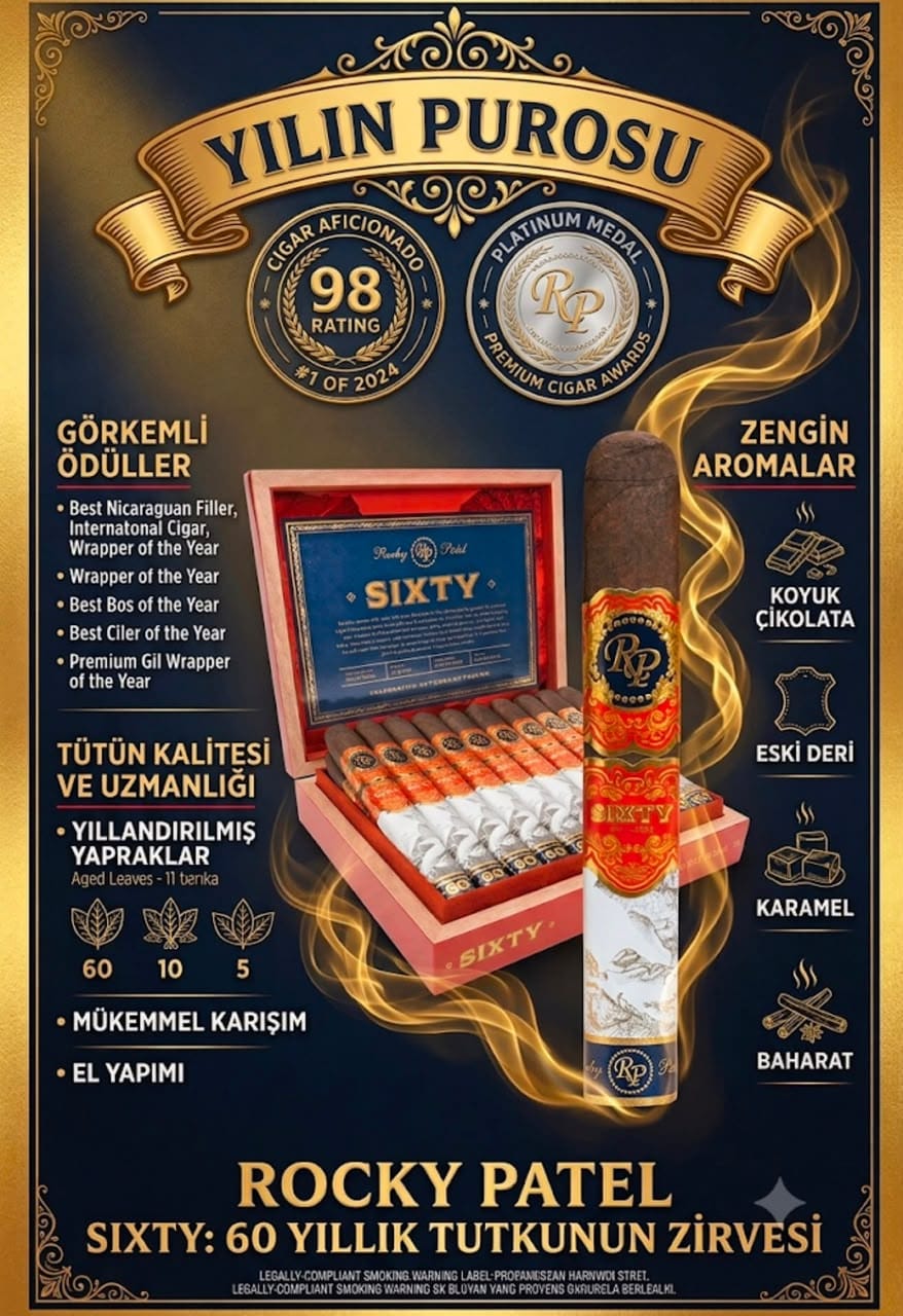 WhatsApp Image 2026-07-27 at 06.20.44 (1) Rocky Patel Sixty Sixty 20'li Yılın Purosu 98 Puan 60 Ring - Görsel 1
